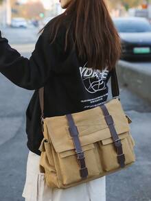 peach tree 1个休闲帆布斜挎包,配皮质肩带装饰,可作单肩包、斜挎包使用,大容量,适合情侣、情人节、桃树图案时尚纯色迷你斜挎包、休闲单肩背包、万圣节、圣诞节、新年礼物、笔记本电脑包 - 彩色 - 查看 6