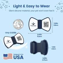 Pawview Silent Silicone Dog Name Tags Personalized For Pets With Bow Tie Style, Slide On Dog ID Tag With QR Code & NFC - Scan QR For Instant Location Alert, Emergency Contact,Pet Profile - 藏蓝色 - 查看 3