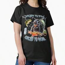 Nacido para pescar, obligado a trabajar Camiseta Clásica - Negro - Ver 1