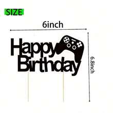 9件套生日快乐蛋糕装饰品，电子游戏主题蛋糕插牌，电子游戏主题装饰，男宝宝生日派对用品，化妆派对，服装派对，情人节，角色扮演派对 - 彩色 - 查看 7