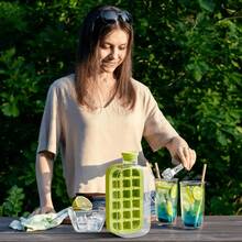 1 bouteille à glaçons, moule à glaçons 2-en-1 de 800 ml à pression sans contact avec 18 grilles, fabricant de glaçons, bac à glaçons en silicone facile à presser, convient pour le congélateur - Multicolore - Voir 4