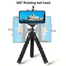 Octopus Phone Stand, Camera Stand - Sturdy, Foldable, Multiple Folds Without Damage, Suitable Compatible With Iphone And Other Phone And Camera Models, Tripod Stand, Desktop Stand, Universal Stand, Tripod Stand, Adjustable Stand Compatible With IPhone, Android Phone, Gift For Birthday, Family, Friends For Bicycle And Electric Bicycle Outdoor Gifts Birthday Outdoor Riding Motorcycle Accessories Bike Phone Holder Bike Accessories - Black - View 3