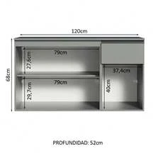 Gabinete Bajo Cocina Madesa Nice Suspendida con 2 Puertas GG - Gris - Ver 3