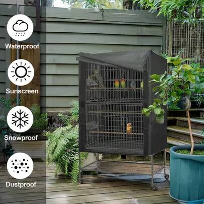1pc Breathable Bird Cage Cover, Universal Pet Cage Blackout Curtain, Lightweight Anti-Mosquito Net Cage Cover, Dust-Proof & Waterproof, Indoor Home Use, Soft Shading Design Helps Reduce Disturbance, Easy To Install Protective Cage Cover, Suitable For Parrotlets, Small Animals, Cats, Ferrets | Quiet Night Care, Indoor Use All Seasons