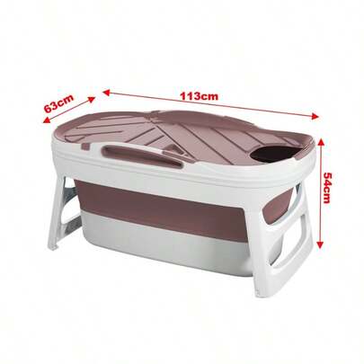 1Pc Foldable Plastic Bathtub For Adults - Multi-Use Hot/Cold Soaking Tub With Spa & Steam Function, Freestanding Shower Tub For Bathroom, 44.49x24.8x21.26inch