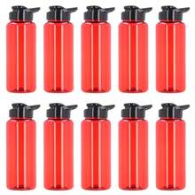PromoClick Paquete de 10 Cilindros de plástico de 1000 ML.Con tapa enroscable, asa y boquilla que cierra a presión. - Rojo - Ver 5