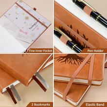 B5 Bullet Dotted Journal Notebook:150 Gsm Thick Paper, 256 Pages, Dot Grid Hardcover, Tree Of Life Design, Fine Inner Pocket - 7.7inch * 10inch Brown - 淺棕色B5點狀 - 查看 4