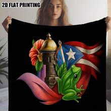 Puerto Rican Themed Flannel Blanket - Vibrant Cultural Prints With Flags, Symbols & Puerto Rico Text - Soft Warm Travel Digital Print,Suitable For All Seasons,      Washable And Machine-Washable, Lightweight, Breathable, Comfortable, Warm,  Unique, 280gsm For Him And Her, Perfect For Naps, Camping, Travel, Family, Daily Life, Office Decoration, Birthday Anniversaries, Valentine's Day, Thanksgiving, Christmas, Halloween, Mother's Day, Father's Day, Wedding,   New Year Gifts Provide Personalized Ideal Gifts For Her, Him, Family Members, Boyfriends,  Girlfriends, Fathers, Family Members, Mothers, Lovers,   Daughters, Sons,   Grandfathers, Grandmothers,     Friends, Classmates And Pets.     Sofa,Bed,Car,Bedroom,Living Room,Office,  Outdoor Camping, Beach,Wall Decoration - 多色19 - 查看 4