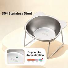 15°人体工学不锈钢猫碗，防滑底座，适用于猫、幼猫和小型犬，宠物用品，情人节礼物 - 420毫升 - 查看 8