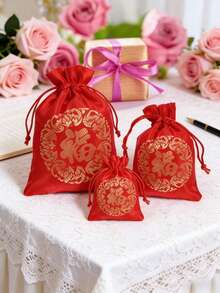 Set Of 1/6/12 China Brocade Drawstring Bags - Mixed Color Fabric Gift Bags, Suitable For Jewelry, Wedding Party Favors, Candy Packaging, Drawstring Gift Bags - Ideal For Wedding Gifts, Jewelry Storage, Holiday Party Favors, And Candy Wrapping. - Multicolor - View 2