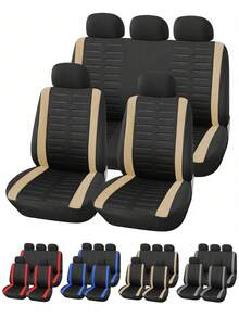 Full Set Of Car Seat Covers, Applicable To Front And Rear Seats, Made Of Polyester Fiber Material, Strong Protection | Suitable For Sedans And With Airbag Compatible - Style a - View 12