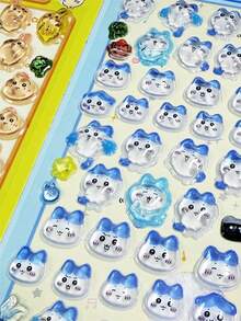 1张可爱文具贴纸，Jiikawa 3D水晶浮雕贴纸，卡通可爱闪亮贴纸，小礼物装饰，适用于手机壳、杯子和其他日常装饰，圣诞礼物，节日礼物 - 彩色 - 查看 7