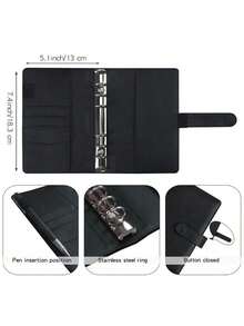 1pc A6 Zipper Pocket (With Magnetic Buckle) PU Leather Notebook, Macaron Cash Budget Notebook, Creative Accounting Notebook, Loose-Leaf Binder, Labelable Loose-Leaf Notebook - Multicolor - View 4