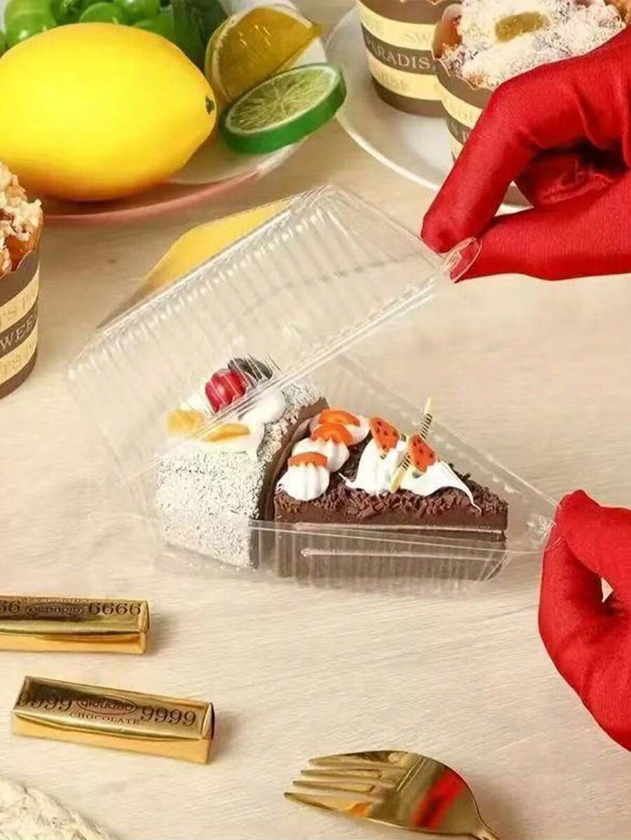 20个透明三角形塑料盒，适用于糕点、蛋糕、三明治、烘焙食品包装 - 透明 - 查看 1
