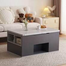 313593594GAA Liftable Multifunctional Coffee Table - Tabletop Opens To 2 Tables, Dark Grey + Light Grey, Large Capacity, Modern Living Room Furniture, Office Dining Table Side Table Multifunctional Table - 灰色 - 查看 4