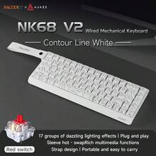 Teclado mecánico de juego AJAZZ 65% Mini, interruptor rojo, 68 teclas compacto con cable para oficina, NK68 V2 retroiluminación RGB, sensación mecánica ergonómica, accesorio de oficina, plug and play DIY, compatible con varios sistemas para juegos y oficina - Multicolor - Ver 15