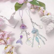 1-4PCS Cute Phone Charms Aesthetic Y2K Cell Phone Charms Strap Strawberry Butterfly Star PhoneCharm Y2K Accessories For Bag Keychain  Camera Pendants Decor - 藍紫色水母 - View 3