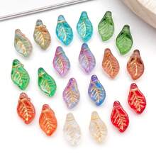 20/50颗7*12毫米金边迷你月桂叶，捷克风格玻璃散珠，用于手工DIY手链和项链配件。 - 樹葉 - 查看 11