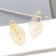 20/50颗7*12毫米金边迷你月桂叶，捷克风格玻璃散珠，用于手工DIY手链和项链配件。 - 樹葉 - 查看 16