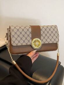 Retro Fashionable Chic Underarm Clasp Shoulder Bag For Women, High-End Commuter Baguette Bag - Grey - View 6