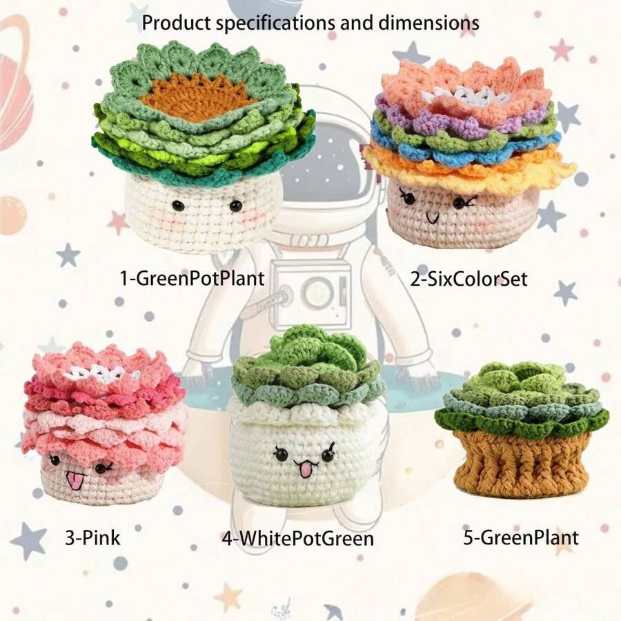 1 Bộ (Chậu thành phẩm + Đế lót ly), Đế lót ly hình hoa hướng dương móc len dễ thương – Đế lót ly hình hoa đan thủ công kèm giỏ đựng đồ trang trí nhà cửa. - Đế lót ly - Xem 1