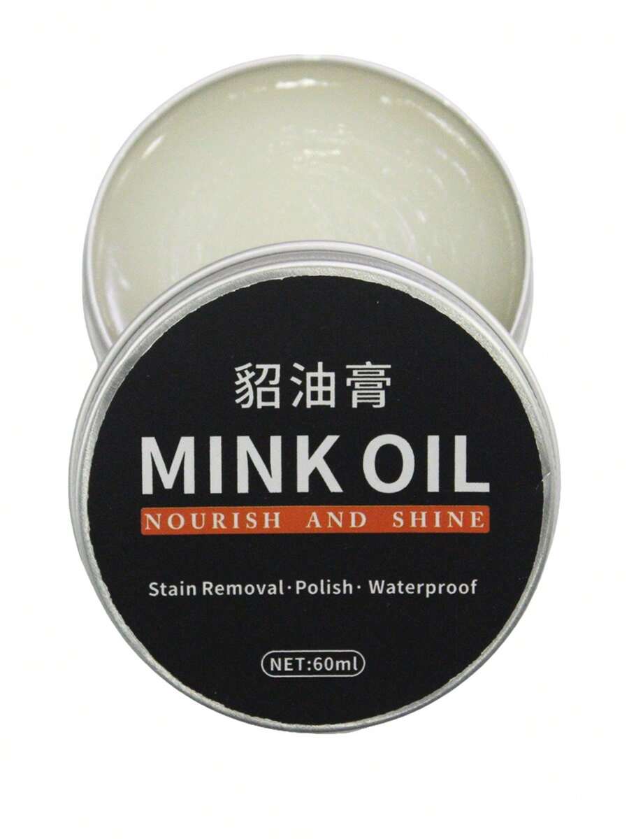 1pc 60ml Aluminum Tin Mink Oil Cream, Suitable For Leather Shoes, Leather Jackets, Leather Sofas, Removes Dust And Stains, Deep Conditions Leather, Shoe, Spring Summer Picks, Brides Maid Gifts, Room, Bedroom Decor, Bedroom Decor, Beach, Travel, For Men, For Women, Vacation - White - View 1