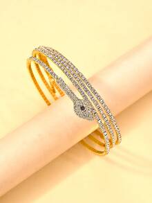 1件时尚全镶钻臂环手镯，闪亮蛇形水晶手镯