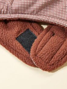 1 套秋冬宠物服装，可爱卡通印花，带牵引绳的厚夹克，保暖帽