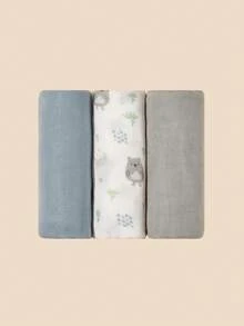 3条装 [Oeko-Tex] 婴儿襁褓毯，热气球纯色，透气柔软，轻盈舒适，适合新生女婴和男婴，充满爱意，情人节礼物 - 彩色 - 查看 3