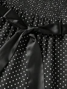 Women Y2k Babydoll Shirt Fairy Grunge Scoop Neck Cap Sleeve Polka Dot Tie Back Flowy Slim Fit Tee Vintage Aesthetic Ruffle Short Sleeveless 90s Preppy T-Shirts Teen Girls Going Out Tops Club Streetwear - 黑色 - 查看 9