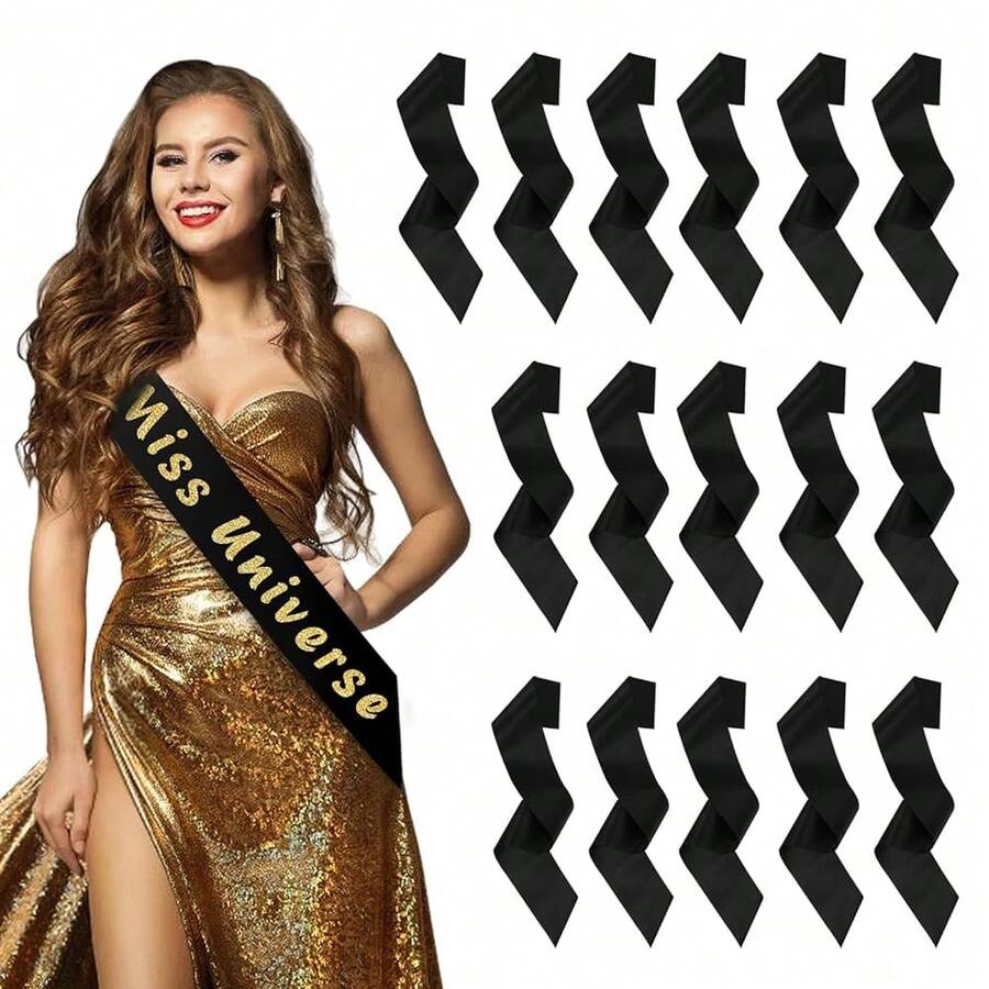 16Pcs Satin Blank Sash Black Sashes For Pageants Senior Miss America ...