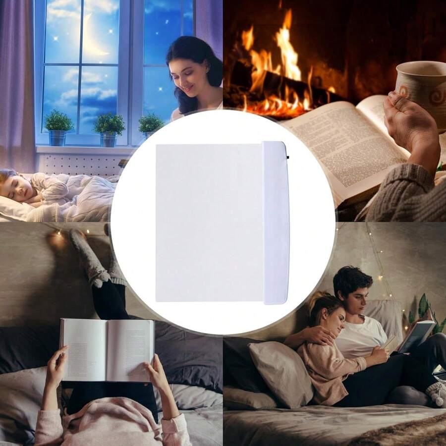 Luces de libro planas para leer por la noche en la cama, luz LED clara de página de libro, marcador de luz para leer, panel iluminador, placa lámpara, tablero inalámbrico - Negro - Ver 1