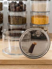 1pc 3-Tier Round Spice Storage Jar, Multi-Layer Food Preservation Container, Transparent Airtight Canister, Suitable For Storing Grains, Cereals, Snacks, Spices, Ideal For Refrigerator Or Countertop, Perfect For Home Kitchen - Multicolor - View 5