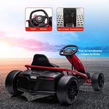 Go Kart Eléctrico 24V con Doble Motor 300W, Batería 9Ah y Carga Máxima 175 Lbs para Niños 8-12 - Rojo - Ver 3