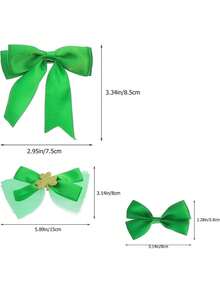 4pcs St. Patrick's Day Hair Accessories, Irish Glossy Satin Bow Hair Clips, Clover Alligator Clip Headpieces, Essential Fashion Accessories For Holiday Dress-Up, Perfect Gifts For Family And Friends - Multicolor - View 12