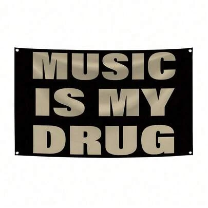 MUSIC IS MY Music Abstract Cartoon Art Design Tapestry Color Wall Hanging Flag For Bedroom Living Room Dorm Halloween Party Decor,Guys Man Cave,Modern Music Art Tapestry Banner Gift