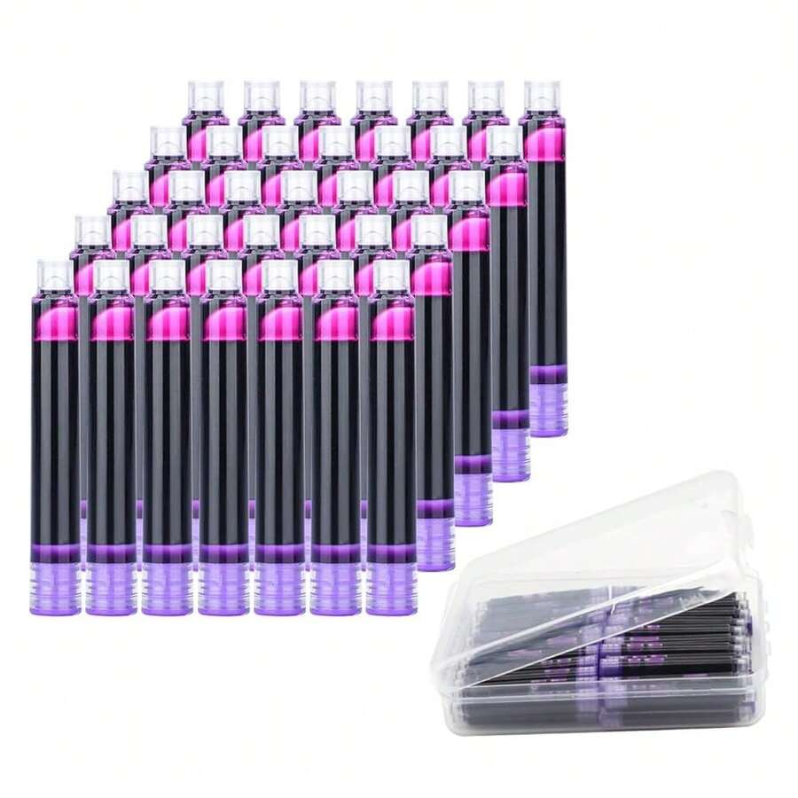 35 Pieces Ink Cartridges For Fountain Pen With Storage Box, 3.4 Mm Bore Diameter, Purple - Purple - View 1