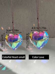 Rainbow Maker, AB Color Heart-Shaped Crystal Glass Pendant Rainbow Maker, Angel-Shaped Pendant Rainbow Maker, For Window, Balcony, Kitchen, Garden Decoration - Multicolor - View 7