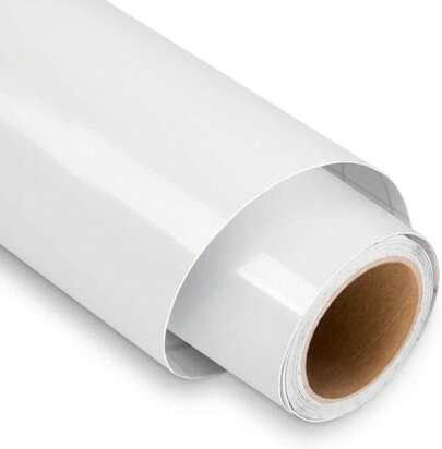 Lya Vinyl Glossy White Permanent Vinyl, 12" X 6 FT Vinyl Roll Glossy White Adhesive Roll For Silhouette, Mug, Cup, Window &Amp; Home Decal