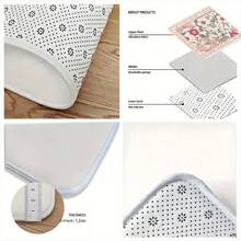 1/2/3pcs HUAJI Luxury Soft Pink/Beige/ Floral Non-Slip Mat - Heavy-Duty Rectangular Mat, High-Density Mat, Bathroom, Hallway - Machine Washable, Pink Tulip & Green Leaf Pattern (Easy Clean) - 40*60cm/15.7*23.6in (1 cái) - Xem 5