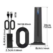 2026 4K电视天线室内/室外 - 4K/1080P数字信号增强器，远距离Freeview高清调谐器，带电源，通用（DTMB/ATSC/DVB-T/ISDB-T），适用于家庭和车载电视，兼容智能电视接收器 - 黑色 - 查看 2