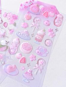 3D Cherry Blossom Crystal Stickers, Metallic Silver Floral Decal Stickers - Multicolor - View 16