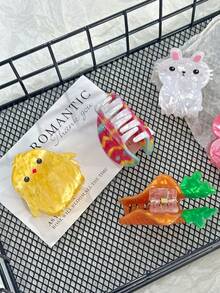 1 Peça Clipe de Garra de Coelho Cenoura Fofo, Clipe de Garra de Coelho Ovo de Páscoa Adorável, Acessório de Cabelo, Adequado para Uso Diário, Feriado, Transporte, Festa, Reunião, Decoração de Cabelo, Acessório de Cabelo Feminino, Acessórios de Cabelo Feminino de Páscoa, Presilhas de Cabelo da Moda para Verão e Praia - Multicolorido - Visão 4