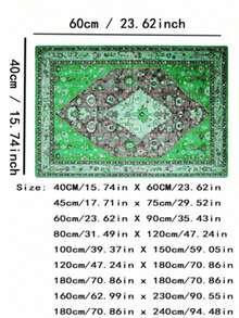 1 件复古图案地毯，柔软短绒，长方形边框，几何中心图案，客厅装饰地毯，适合新年家居装饰/复古奢华家居日常场景 - 綠色 - 查看 7