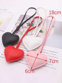 1pc Customized Engraved Logo Leather Heart-Shaped Strap, Minimalist Bag Charm, Car Keychain, Apparel Accessory, Couple Backpack Pendant - Multicolor - View 11