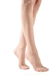 5 Pairs Women's Sheer Thigh High Stockings, Suitable For Office/Daily Wear - Apricot - View 4