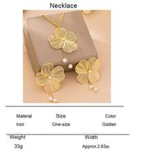 一套优雅镂空3D花卉女士首饰套装，派对礼物 - 金黃色 - 查看 7