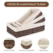 CYPN3 Piezas Canastas OrganizadorasCanasta para Baño Organizador Canastas de Mimbre Tejida a Mano Cesta de Almacenamiento para Hogar Dormitorio Baño y Entrada Cestos Organizadores BasketFashion - 223398512 - Ver 4