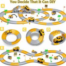 Build & Race Your Own Track! DIY Race Car Set For Kids 3+ | Includes 5 Toy Cars, Creative Construction Play | Perfect Birthday Gift For Boys And Girls - Yellow - View 3