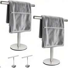 Toketa 2PCS Toallero para Baño de Acero Inoxidable, Porta Toallas para Baño de Mano, Soporte para Toallas de Mano en Forma de T, Base Antideslizante, Ideal para Encimera,Toallero para Moderno Plateado : Herramientas y Mejoras del Hogar - 1 - Ver 8